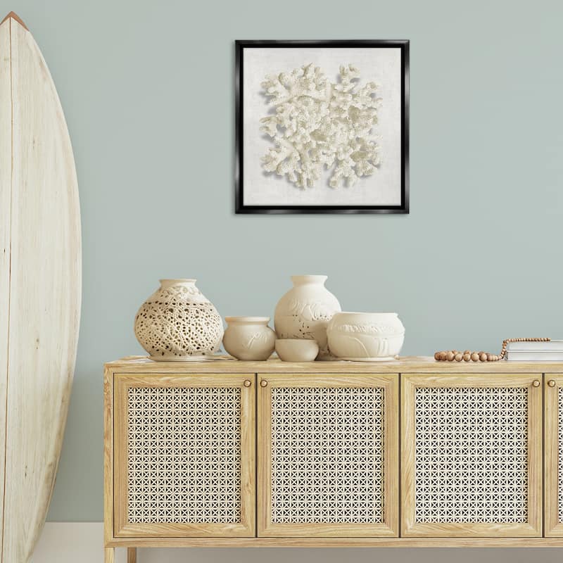 Stupell Aquatic Neutral Coral Framed Floater Canvas Wall Art Design By Caroline Kelly
