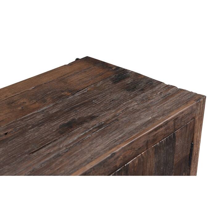 HomeRoots 100" Dark Brown Distressed Reclaimed Wood Sideboard with Six Doors - 100.00 in. x 36.00 in. x 18.00 in.