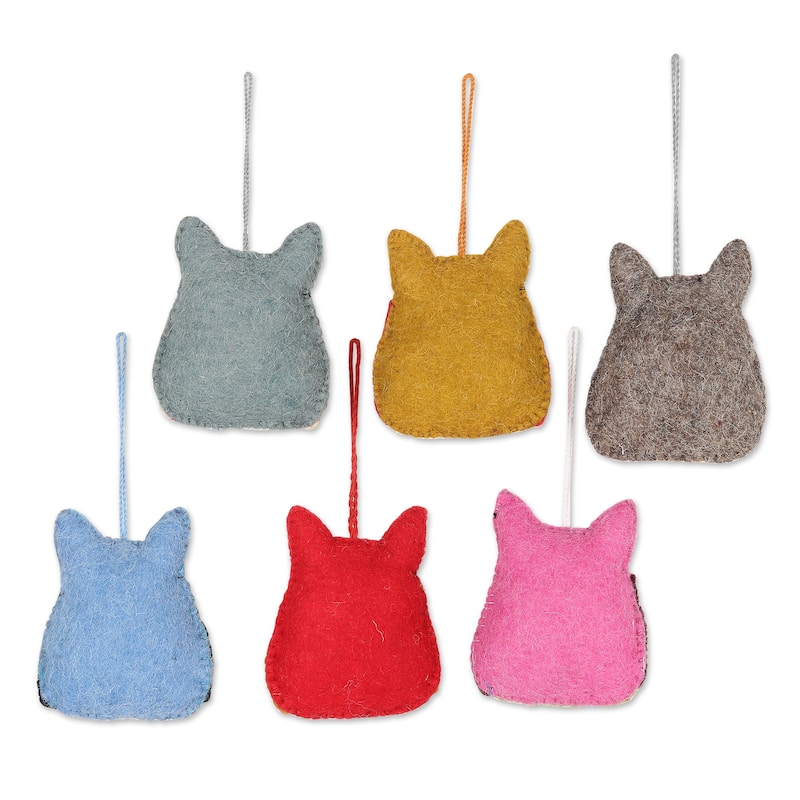 Novica Handmade Magical Owls Wool Felt Ornaments (Set Of 6)