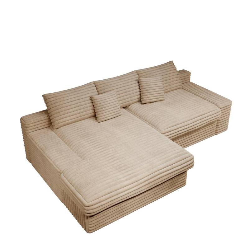 118.1" Modern 2-piece Plush Corduroy Sectional Sofa with Chaise Lounge
