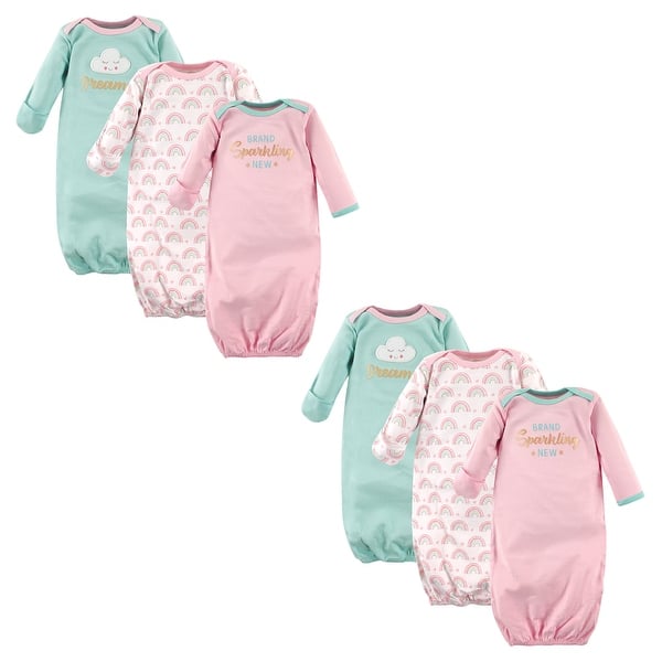slide 1 of 1, Luvable Friends Infant Girl Cotton Gowns, Dreamer 6-Piece, 0-6 Months - Dreamer 6-Piece 0-6 Months - Dreamer 6-Piece