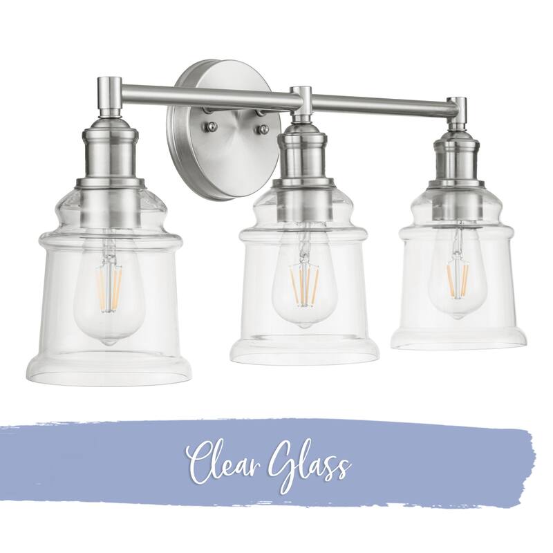 Prominence Home Eaton Ridge Industrial Farmhouse Bathroom Vanity Light, Brushed Nickel - Brushed Nickel