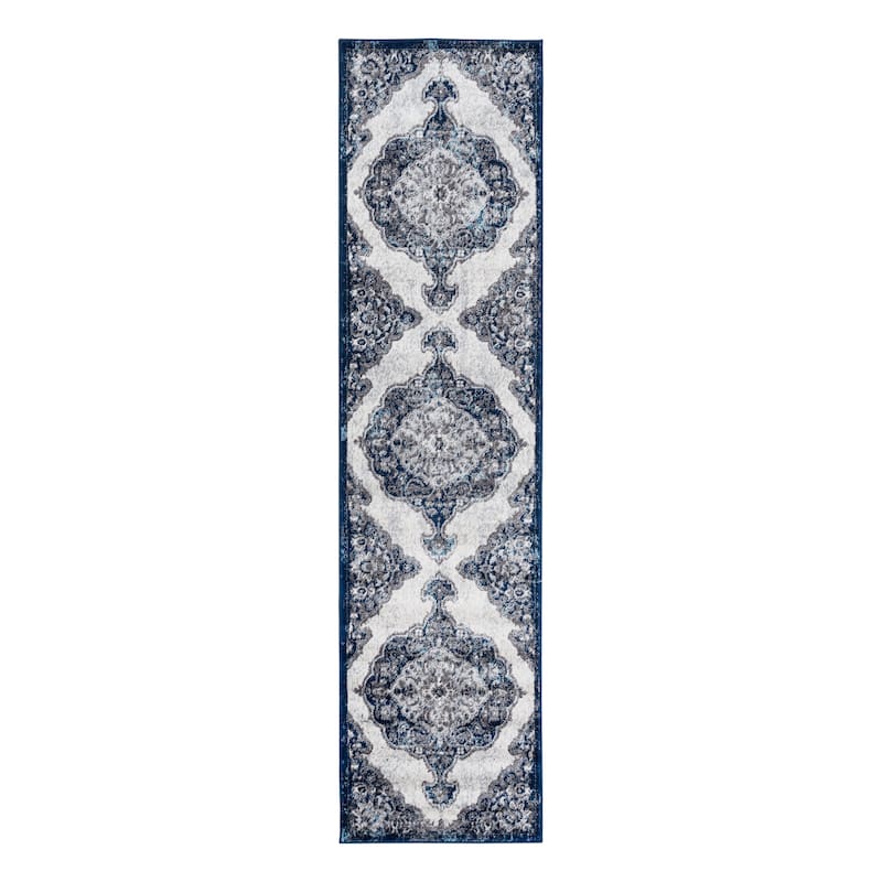 Aurelia Hana Navy Blue Medallion Area Rug
