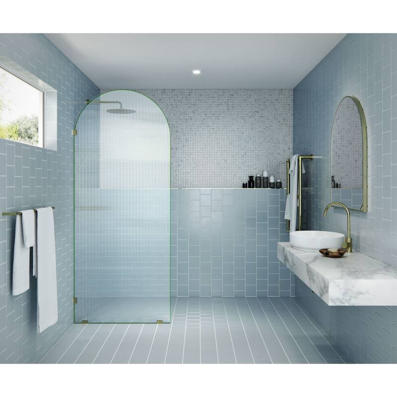 Glass Warehouse ARC-FL-34 Maven 86-3/4" High x 34" Wide Shower Screen - Polished Brass