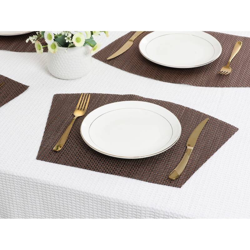Placemats Set of 6 PVC Solid Placemats for Kitchen Dining Table Decor - 17*11.5Inch