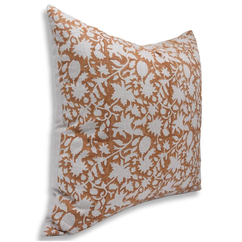 Linen Farmhouse Block print pillow Cover - Manikarnika