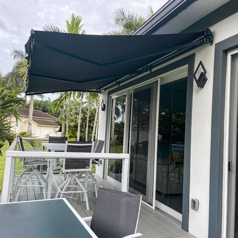 ALEKO 16'x10' Motorized Black Frame Retractable Home Patio Canopy