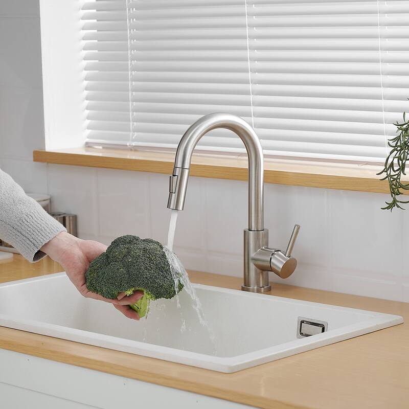 Single Handle 2-Water Spray Modes Pull Down Kitchen Faucet