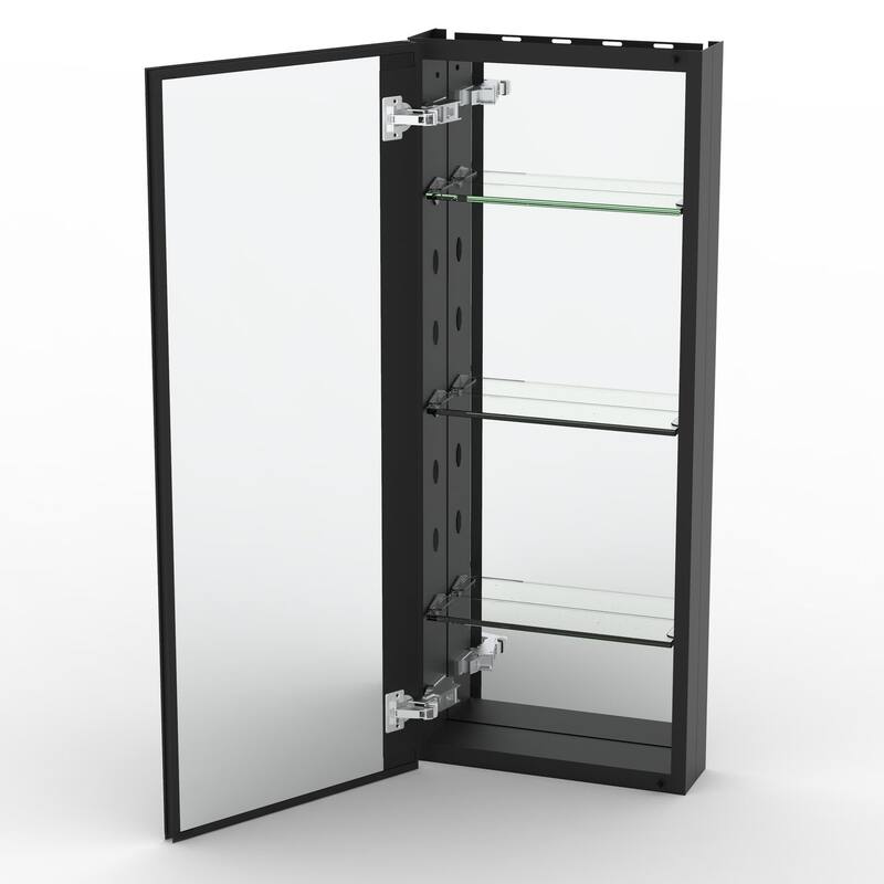 15" x 36" Rectangular Aluminum Surface Mount Medicine Cabinet with Mirror and Shelves - 15" x 36"