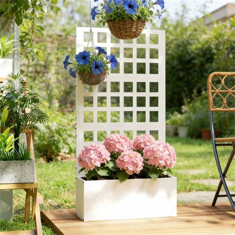 Elevated Garden Bed, Planting Box, Plant Rack, Black - White