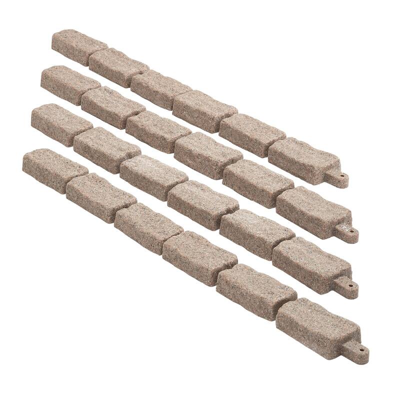 Brown Plastic Stone Landscape Edging 4 Pack with Stakes for Garden Borders - 46.46 × 3.74 × 2.24 in