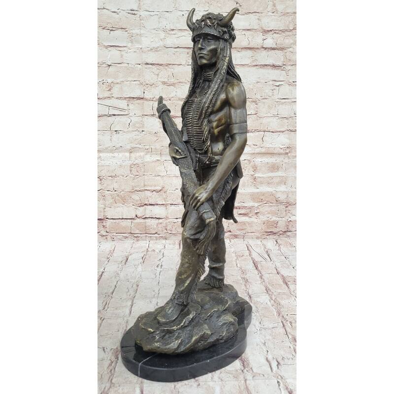 Native American Indian Warrior Bronze Metal Statue Sculpture Figure Original Art