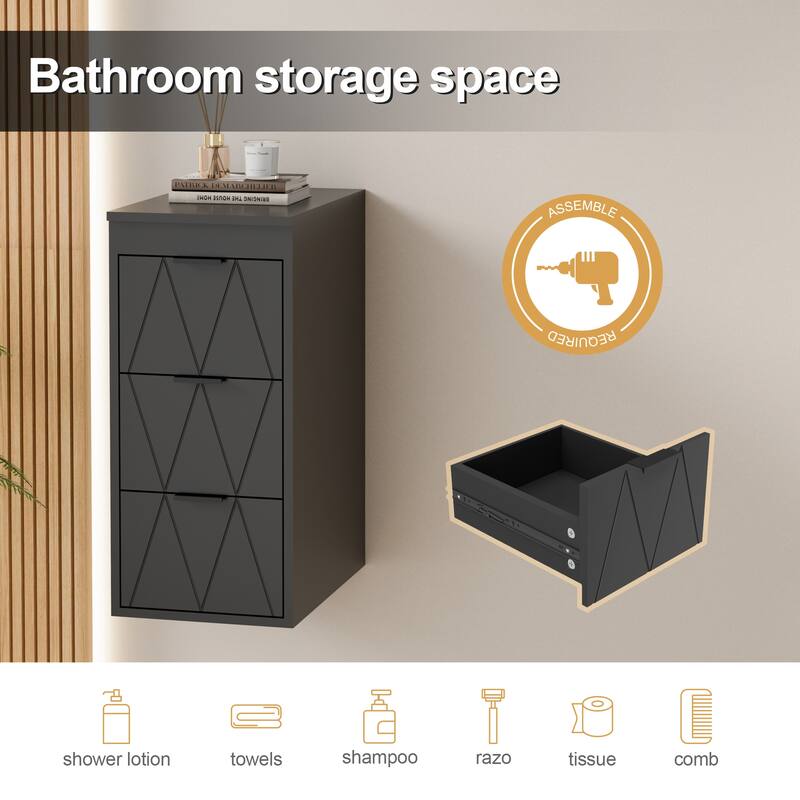 Bathroom Vanity Sink Combo Wall Mounted Cabinet Vanity Set with Side Cabinet