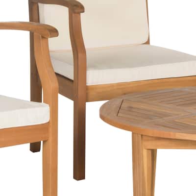 SAFAVIEH Outdoor Living Colfax Brown Acacia Wood 5-piece Beige Cushion Patio Set