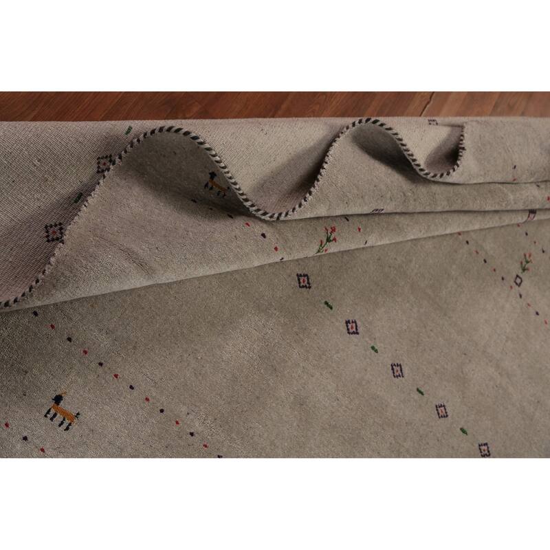 Ltribal Beige Gabbeh Oriental Area Rug Handmade Wool Carpet - 5'10" x 7'8"