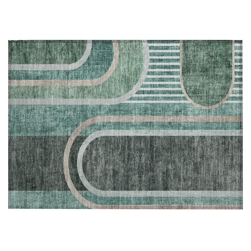 Machine Washable Indoor/ Outdoor Chantille Mid Century Modern Rug