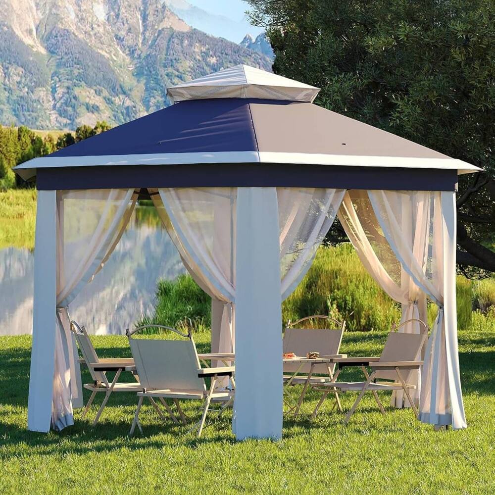 13' x 13' Hexagonal Pop Up Gazebo Canopy Shelter for Backyard, Garden, Lawn - 13' x 13'