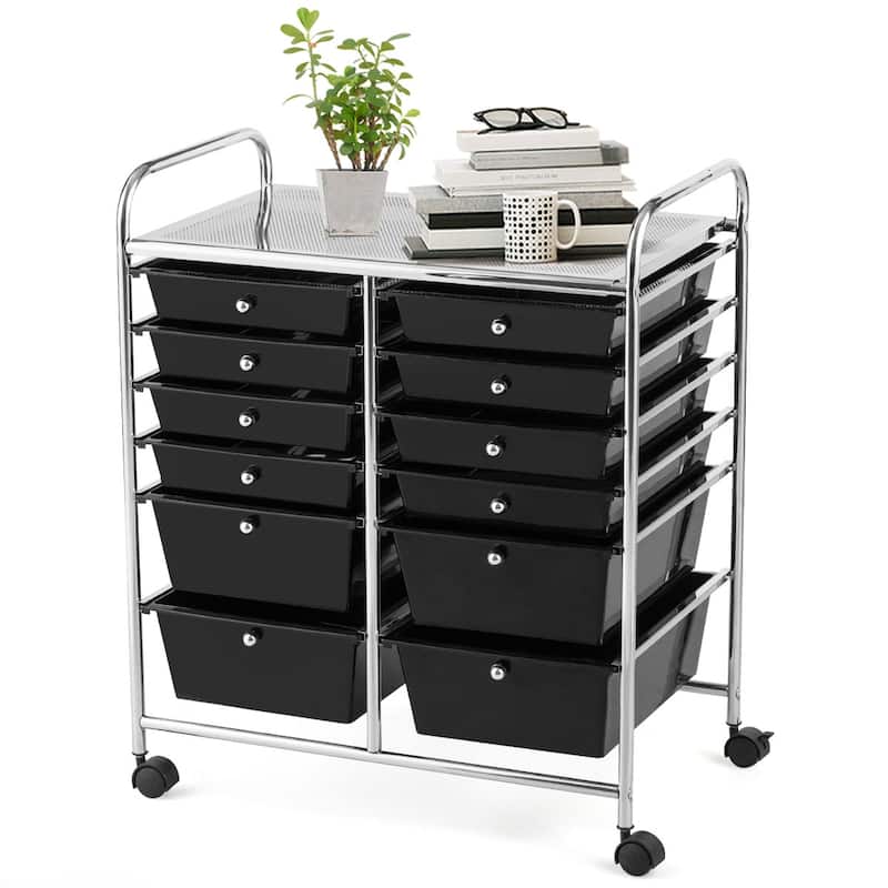 12-Drawers Rolling Storage Cart with Organizer Top - See Details