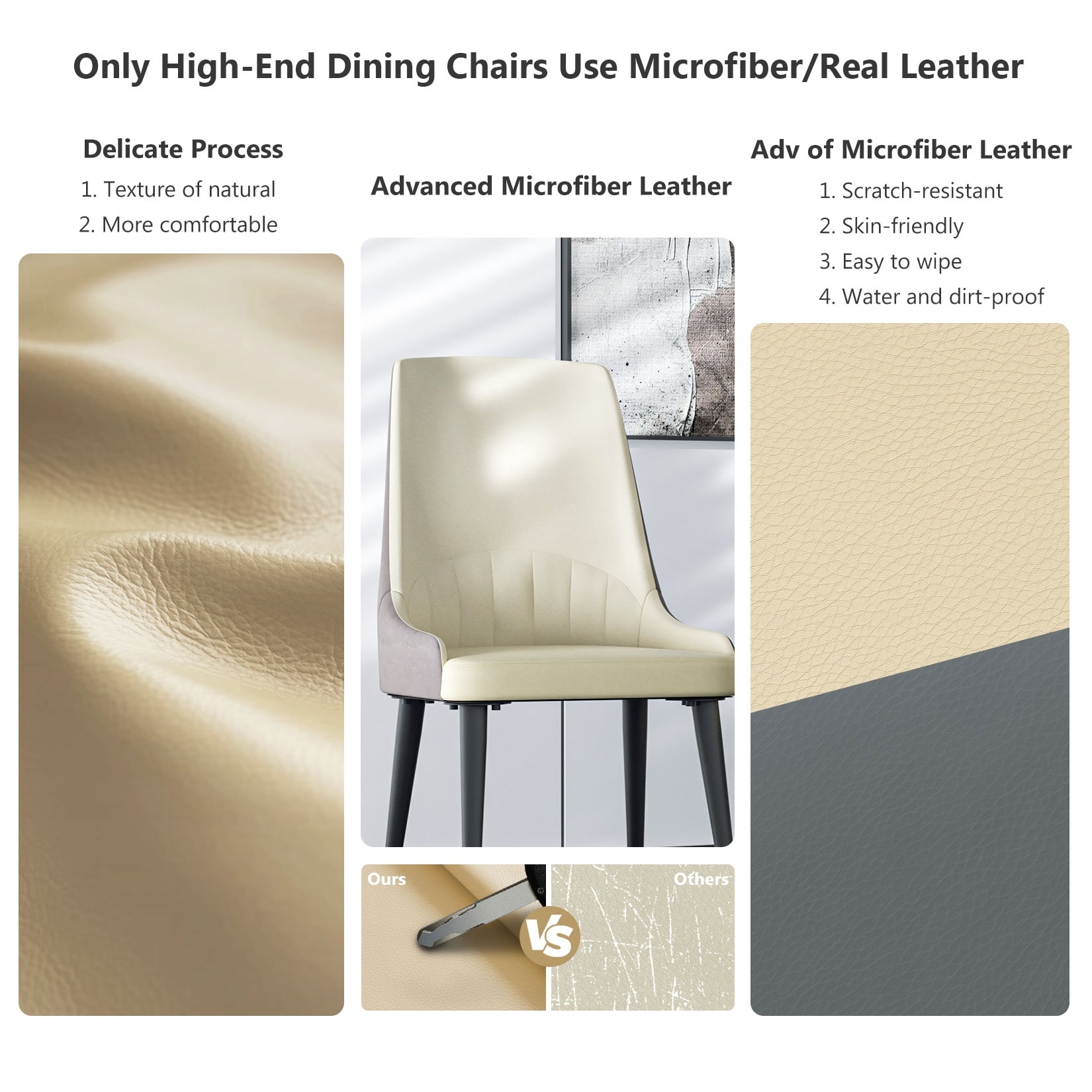 Modern Leather Dining Chairs Set of 2 - 18x19.7x32.3 Inches-image