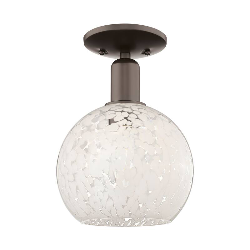 Innovations Lighting Endless Possibilities Arcadia - White Mouchette - 1 Light 8" Semi-Flush Mount - Oil Rubbed Bronze