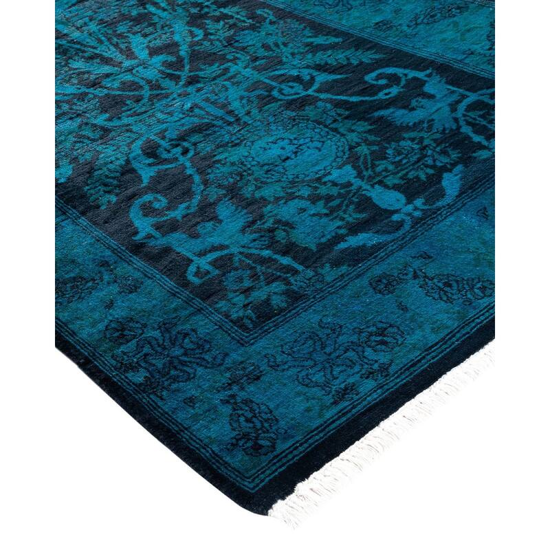 Fine Vibrance, One-of-a-Kind Hand-Knotted Runner Rug - Black, 2' 6" x 8' 7" - 2' 6" x 8' 7"