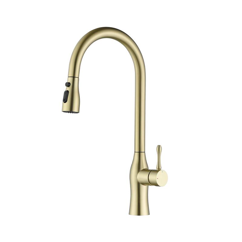 Topcraft Single Handle Pull Down Kitchen Sink Faucet - Brushed Gold