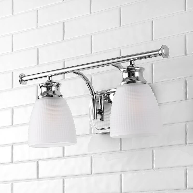 Fairfax Metal/Glass Contemporary Modern LED Vanity Light, by JONATHAN Y