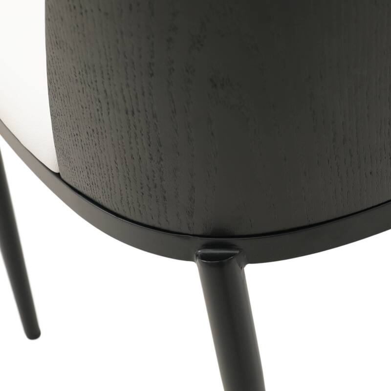 Dining Chair with Upholstered Seat and Back Side Chair with MDF Wood Frame in Black Steel