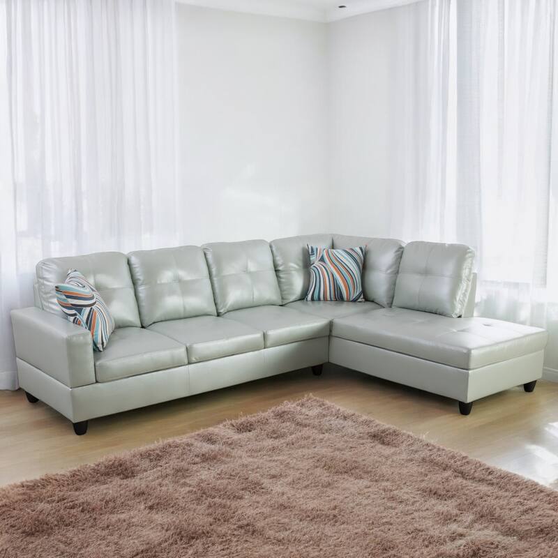 KISRAIS 103" Wide 2-Piece Vegan Leather Sectional Sofa