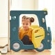 preview thumbnail 8 of 7, Kids Slide with Bus Play Structure, Freestanding Bus Toy with Slide for Toddlers, Bus Slide Set with Basketball Hoop