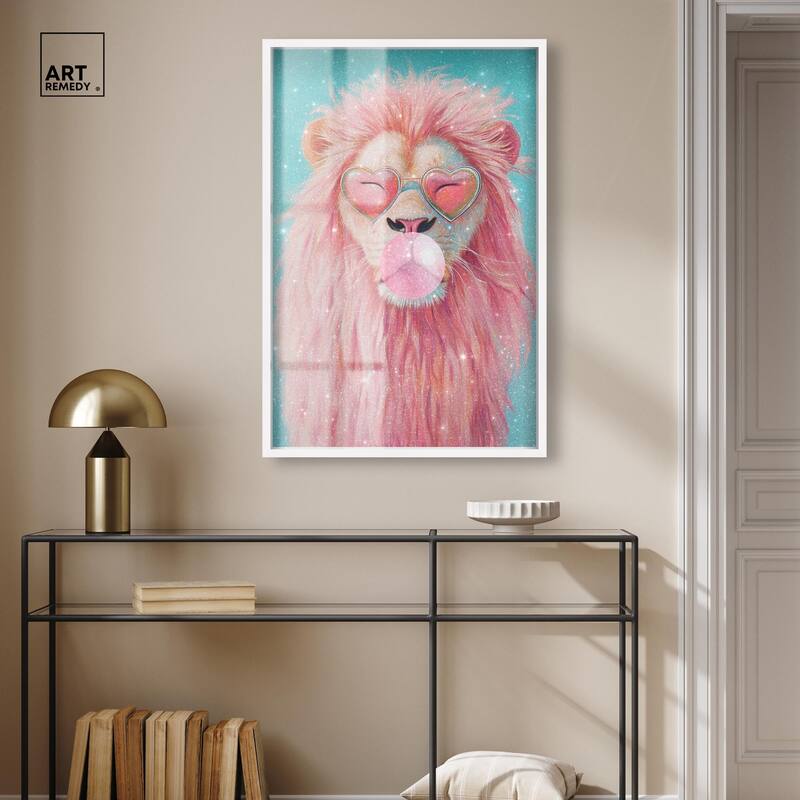 Pastel Lion Bubblegum Shadowbox by Art Remedy