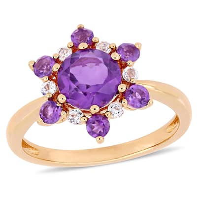 Miadora 1-4/5ct TGW Amethyst and White Topaz Clustered Star Ring in 10k Rose Gold