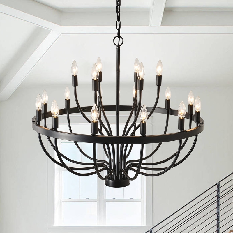 Black round candle chandelier top