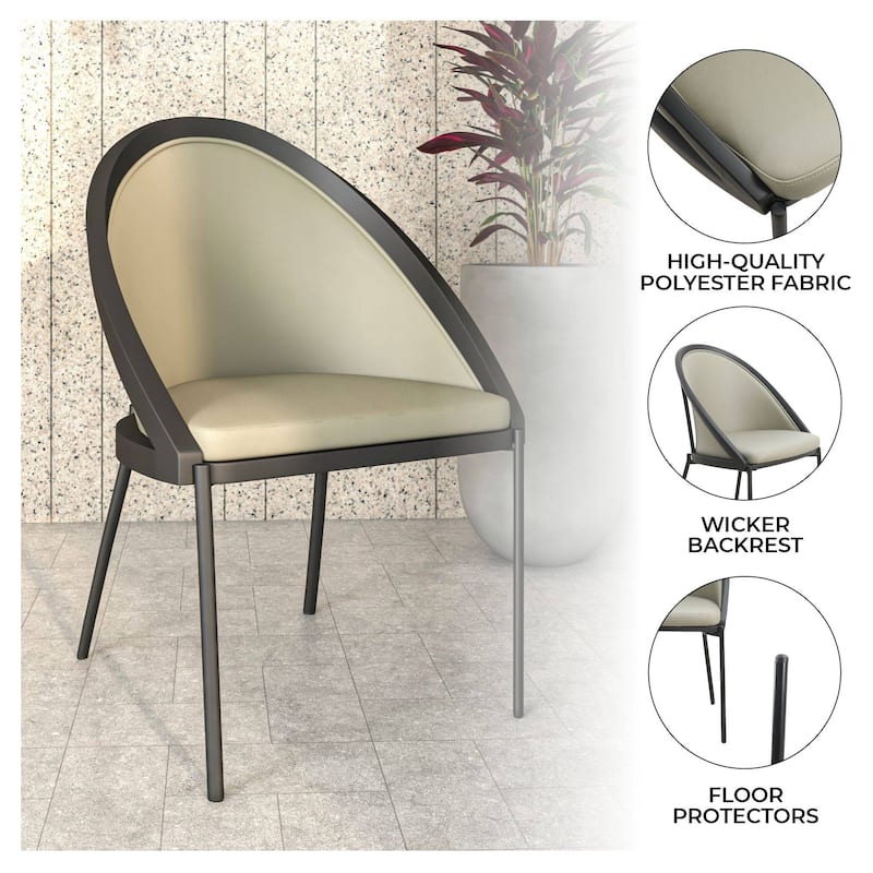 Urbane Dining Chair in Vinyl Fabric with Curved Back and Stainless Steel Legs Set of 2