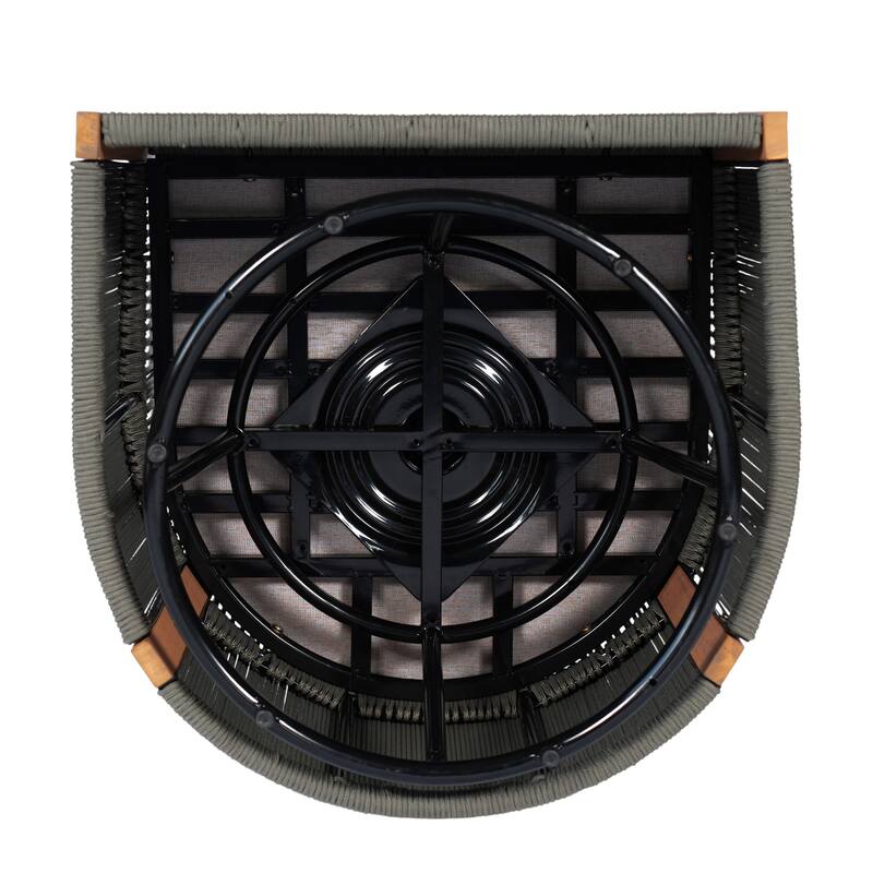 Christopher Knight Home - Ronan Outdoor Acacia Wood Dining Set with Swivel Rope Armchairs & Curved Leg Dining Table, Teak Finish