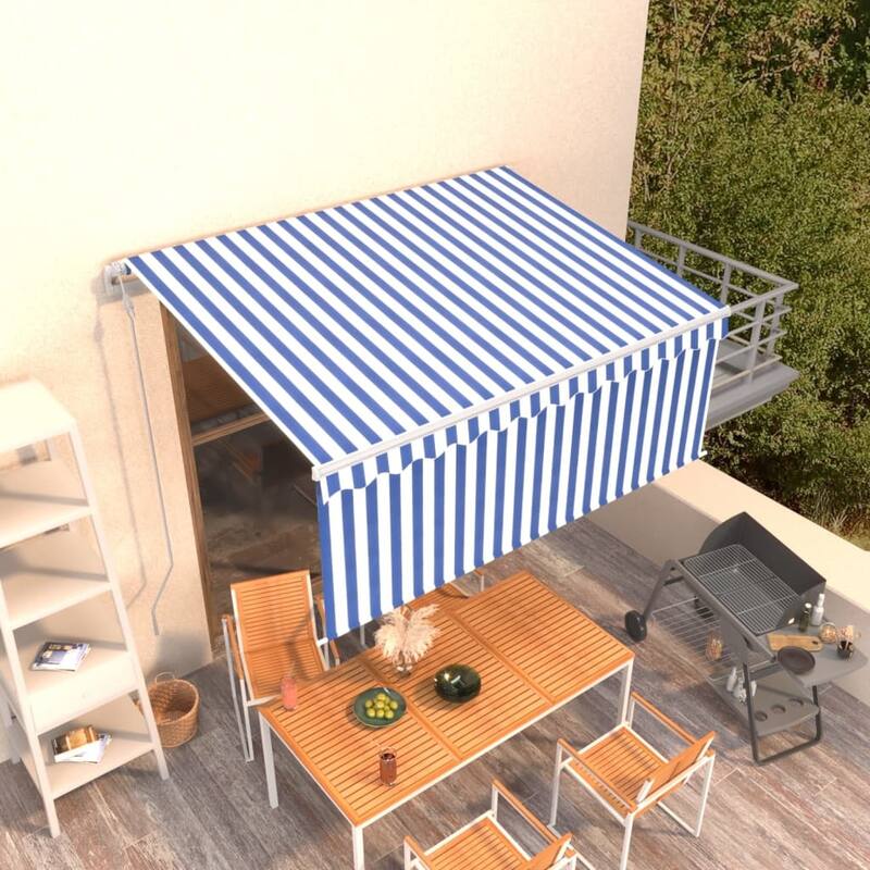 vidaXL Electric Awning Retractable Canopy Sunshade Shelter for Garden Porch - Blue - 118.1" x 98.4"