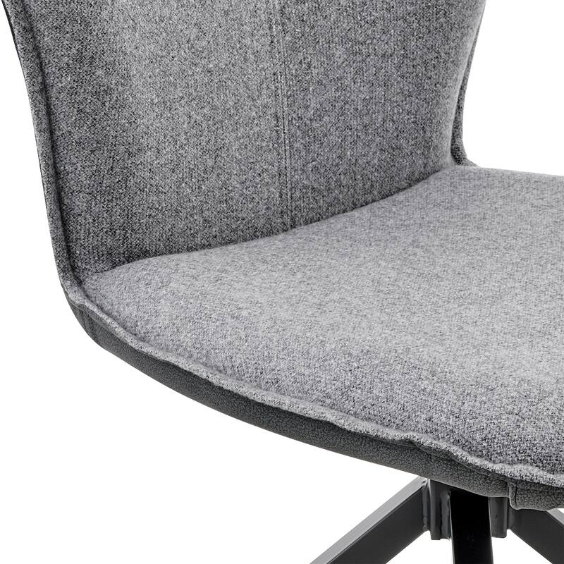 Petrie Dining Room Accent Chair in Gray Fabric and Faux Leather with Black Finish - Set of 2