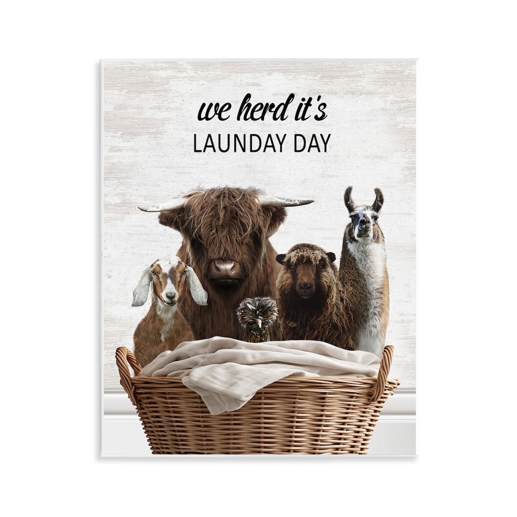 Stupell Herd It's Laundry Day Animals Wall Plaque Art Design By Lettered and Lined
