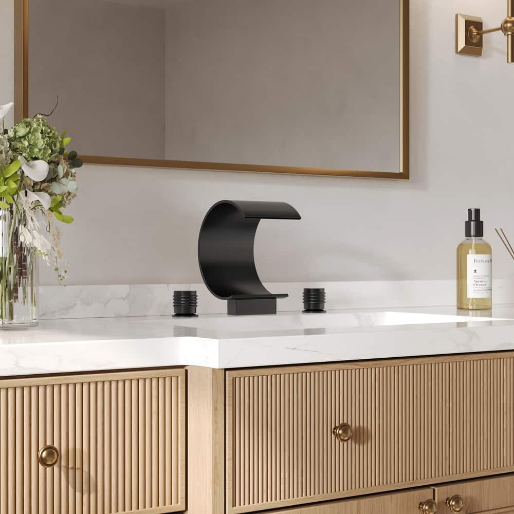 GRANDJOY High Arc Waterfall Widespread Bathroom Sink Faucet