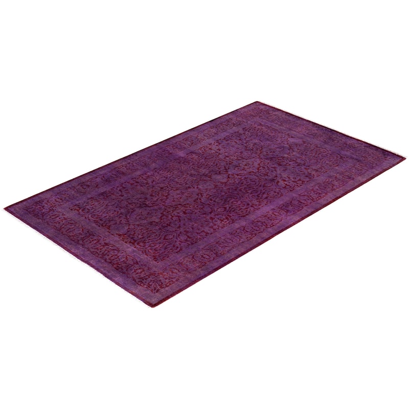Overton Hand Knotted Wool Vintage Inspired Modern Contemporary Overdyed Pink Area Rug - 3' 2" x 5' 3"