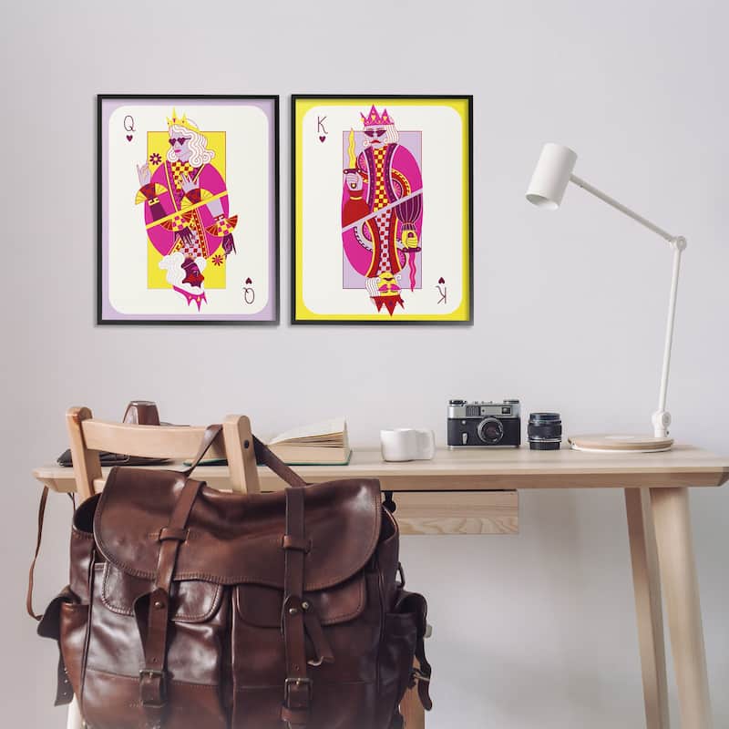 Stupell King & Queen Cards Framed Giclee Art Design By Grace Popp (Set of 2)
