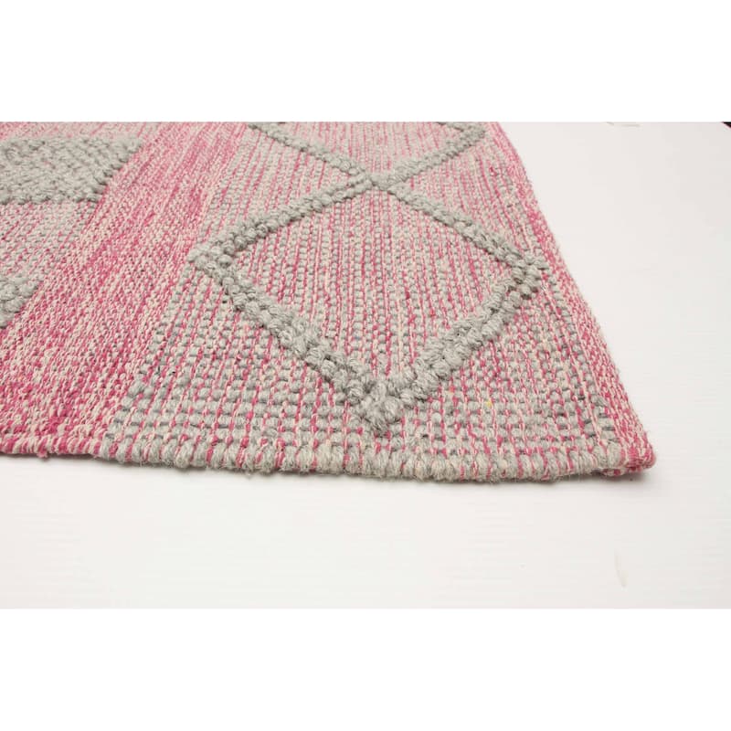 ECARPETGALLERY Braid weave Sienna Pink Wool Rug - 4'10 x 8'2