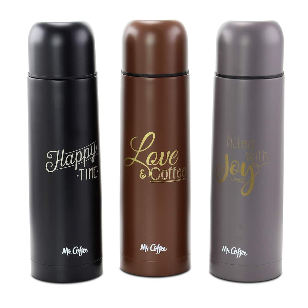 Mr. Coffee Luster Javelin 3pc 16 oz S/S Thermal Travel Bottle Set