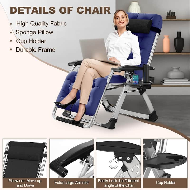 DoCred Zero Gravity Chair, Folding Adjustable Patio Lounge Chair