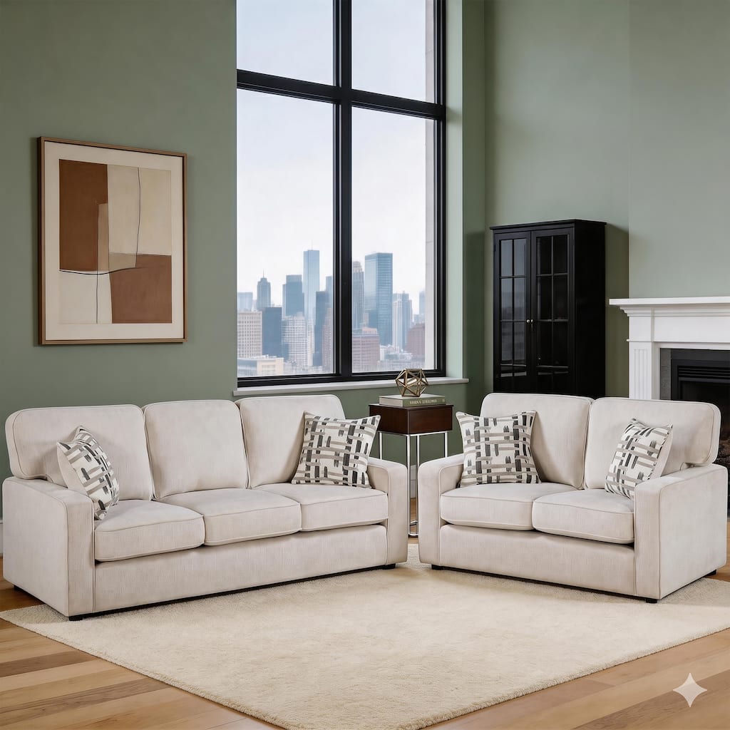Worchester Chenille 2-Piece Living Room Sofa Sets with Pillows