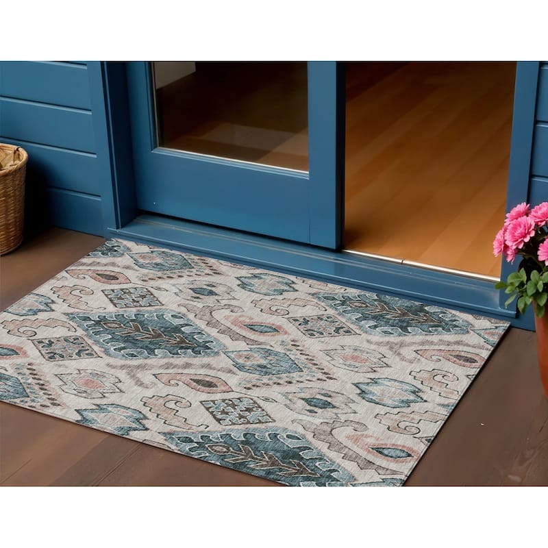 HomeRoots Moroccan Transitional Rectangle Outdoor Rug - 3' x 5'