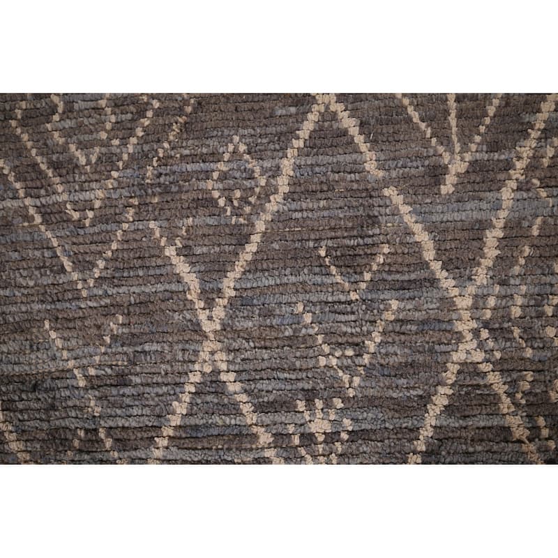 Trellis Geometric Moroccan Oriental Area Rug Hand-Knotted Wool Carpet - 7'0"x 11'2"