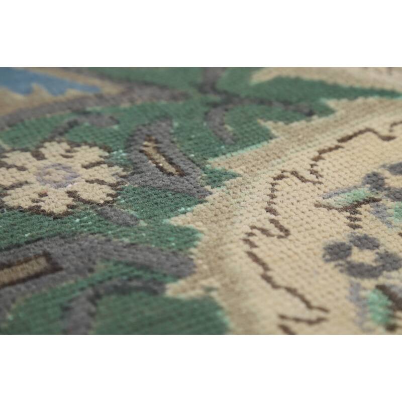 Blue Tabriz Persian Vintage Rug Handmade Wool Carpet - 9'7" x 13'0"