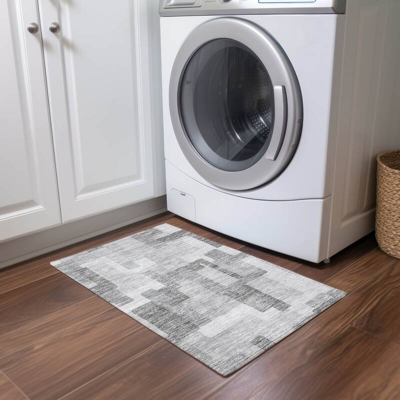 Machine Washable Indoor/ Outdoor Chantille Contemporary Blocks Rug