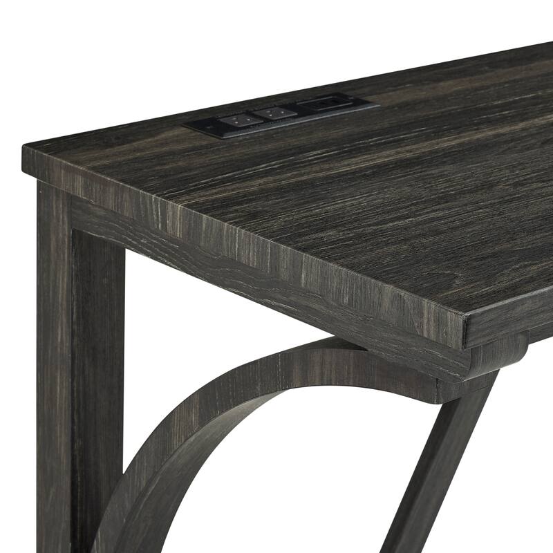 Bar Table Set with Power Outlet, Bar Table and Chairs Set, 4 Piece Dining Table Set, Industrial Breakfast Table Set